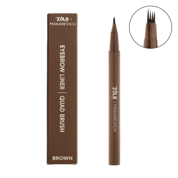 ZOLA x  Makarevich Лайнер для брів з квадро-пензлем  Brown 