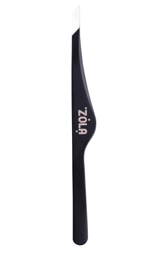 ZOLA Пінцет скошений професійний для брів BLACK