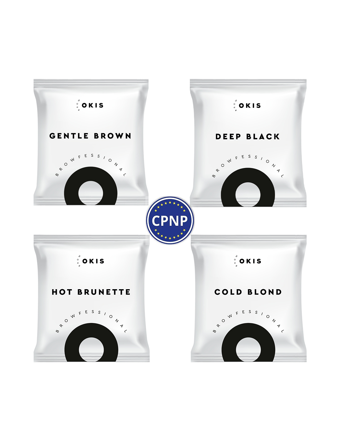 Крем-фарба для брів з екстрактом хни в наборі 4 кольори в саше OKIS BROW (без окислювача)