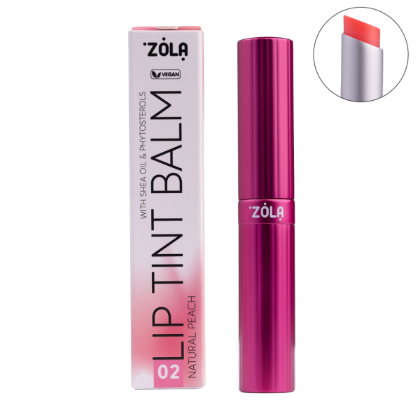 ZOLA Відтінковий бальзам для губ LIP TINT BALM (02 PEACH NATURAL)